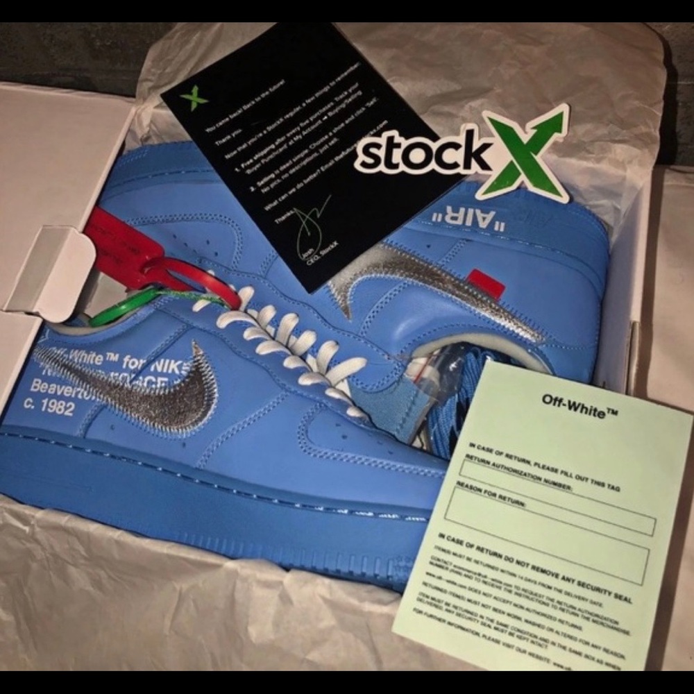 Blue Off white Air Force ones